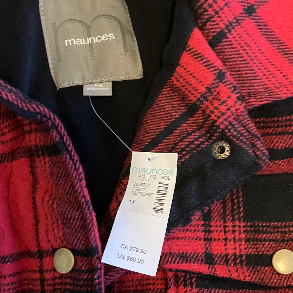 Maurices Red and Black Plaid Jacket - Picture 3 of 7